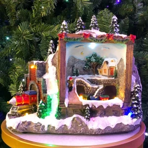 Christmas Musical Mountain Village Scene Decoration