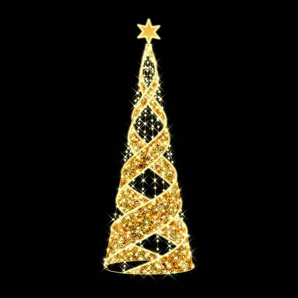 Golden Ribbon Christmas Tree - Fantasy Lights Group