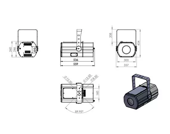 Gobo LED 500 Projector Dimensions