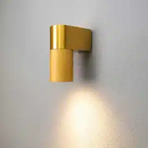 Down gold outdoor wall light for porch, garden and entryway