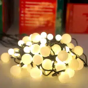 80 cherry bulb LED Christmas string light set in warm white colour for indoor and outdoor use