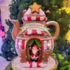 Santa coffee shop in teapot design Christmas table top decoration