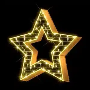 Golden Christmas Star 2D Outdoor Decoration