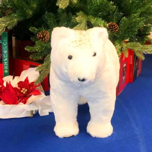 White Bear With Gold Sparkles Christmas Decoration