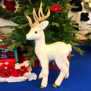 White Standing Deer Christmas Decoration Feature