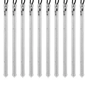 Set of 10 low voltage icicle snow tube lights 50cm tall with ice white LEDs