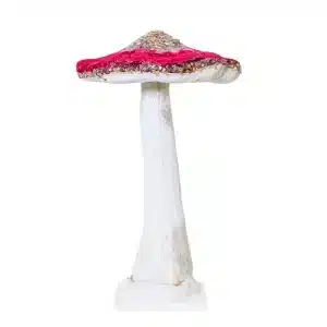 Red Mushroom With Glitter Christmas Tabletop Decoration