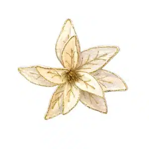 White Flower With Gold Glitter Christmas Tree Decoration