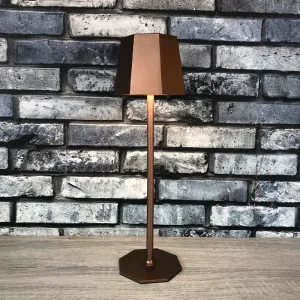 Touch control rechargeable table lamp in brown colour for indoor and outdoor use