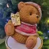 Christmas Teddy Bear With Gift Box Table Top Indoor Decoration