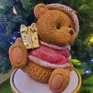 Christmas Teddy Bear With Gift Box Table Top Indoor Decoration