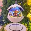 Christmas Village Scene Snowball With Carousel Table Top Decoration