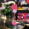 Touch control rechargeable table lamp in pink colour for indoor and outdoor use